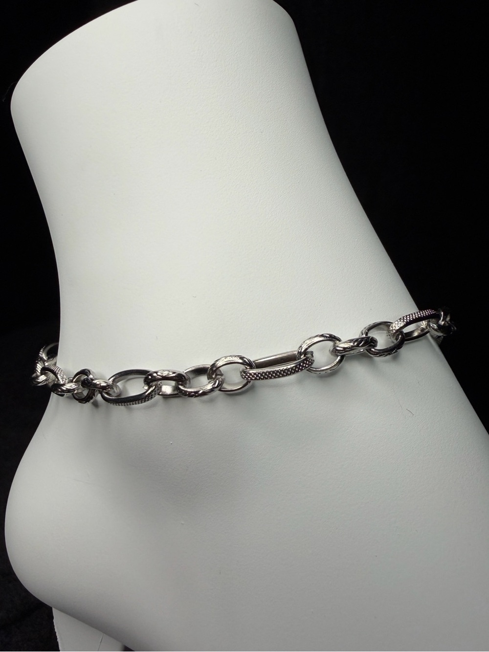 Cable Link 9.5in Adjustable 6MM WG Finish Anklet Brand New